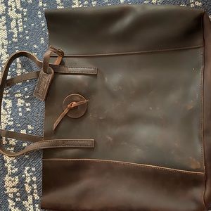 Baseballism leather tote